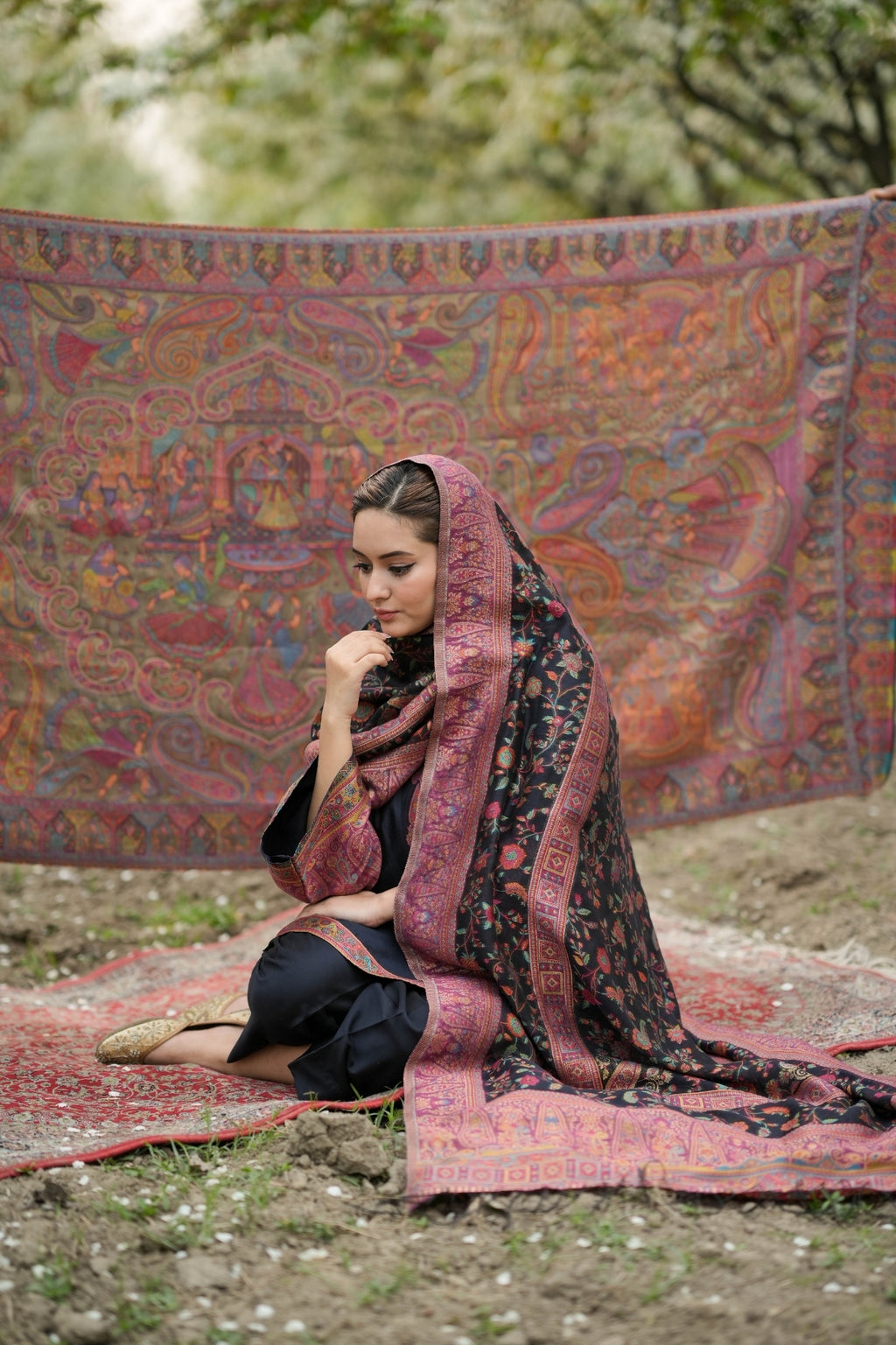 Kalamkari Darbar Zari Shawl
