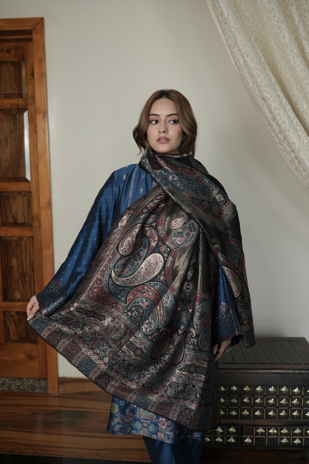 Zari Kalamkari Kani Shawl
