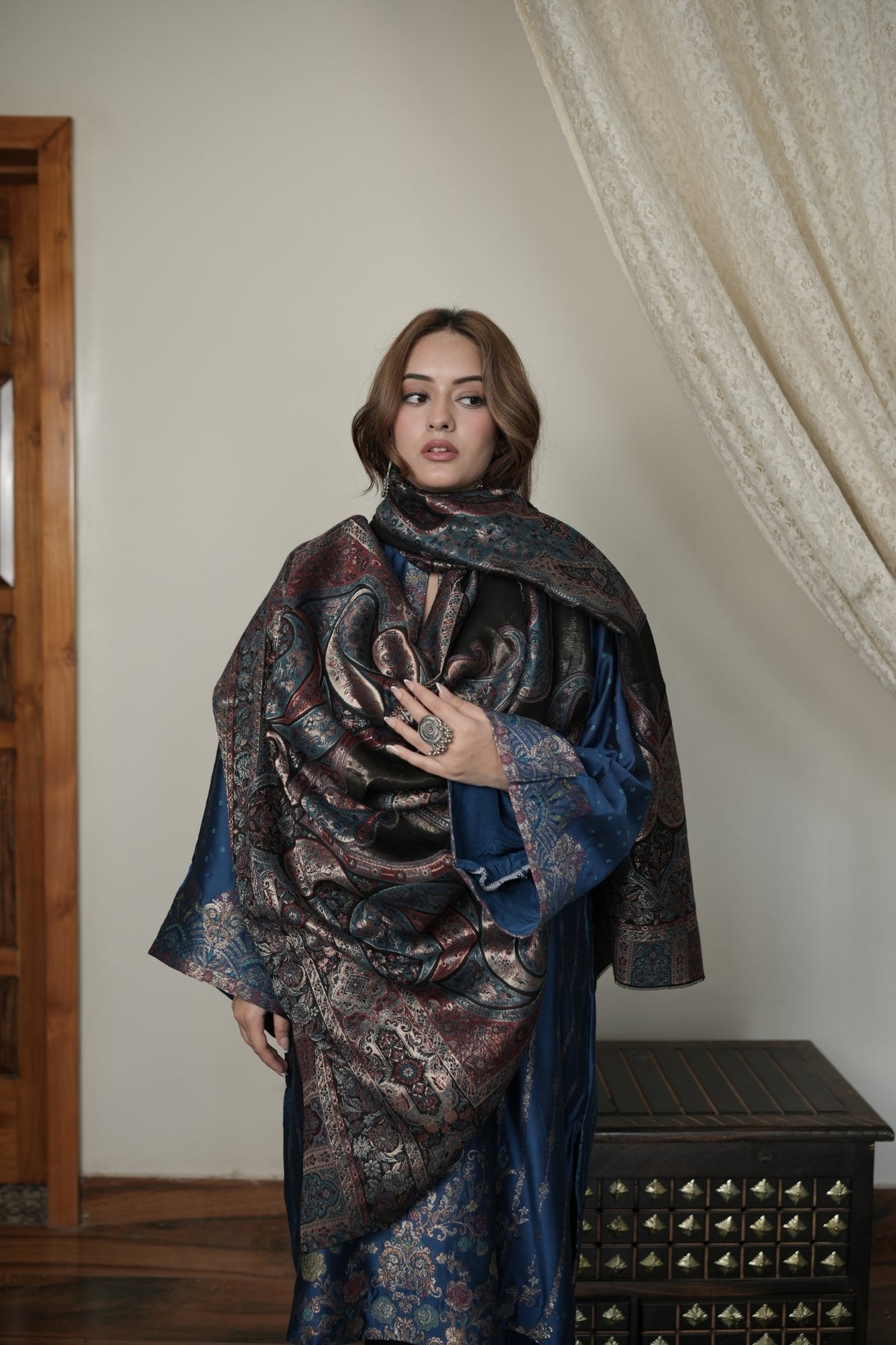Zari Kalamkari Kani Shawl