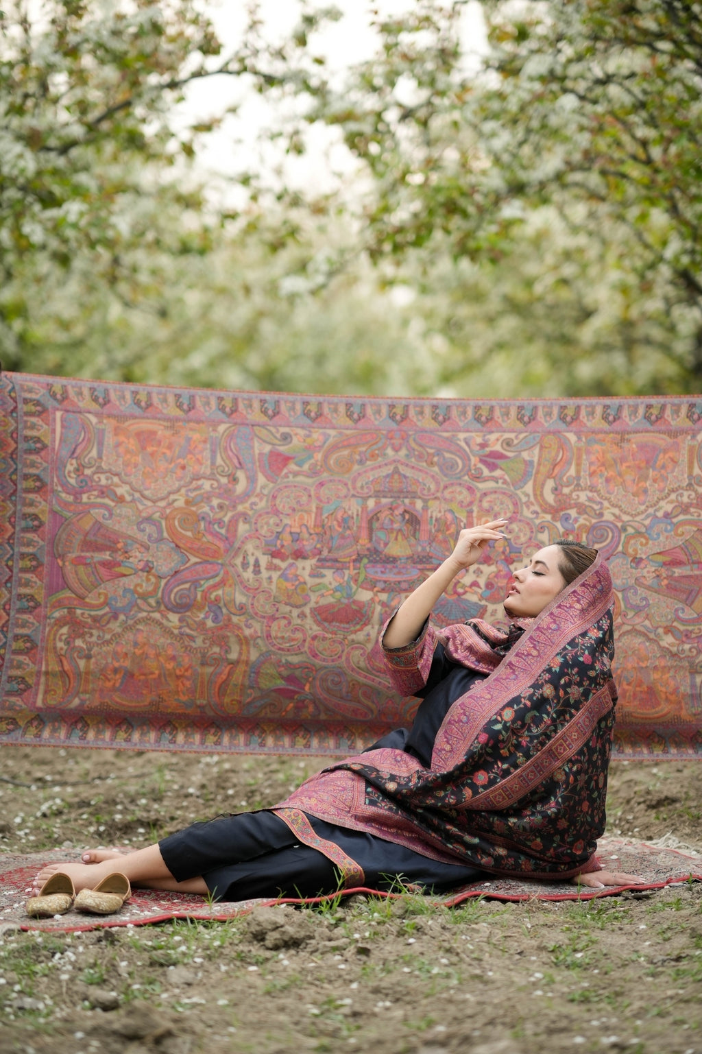Kalamkari Darbar Zari Shawl