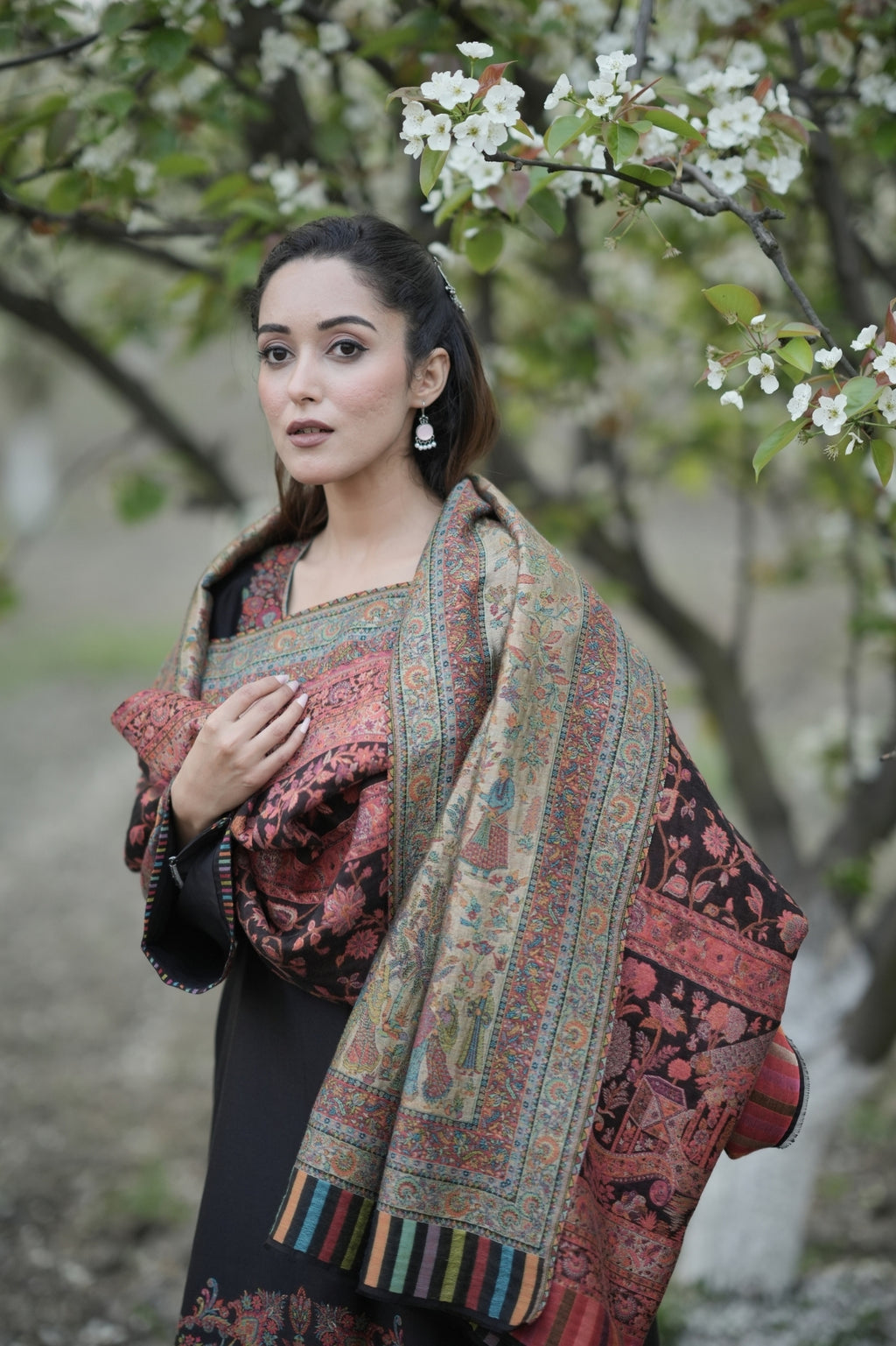 Reversible Kalamkari Kani Zari Shawl