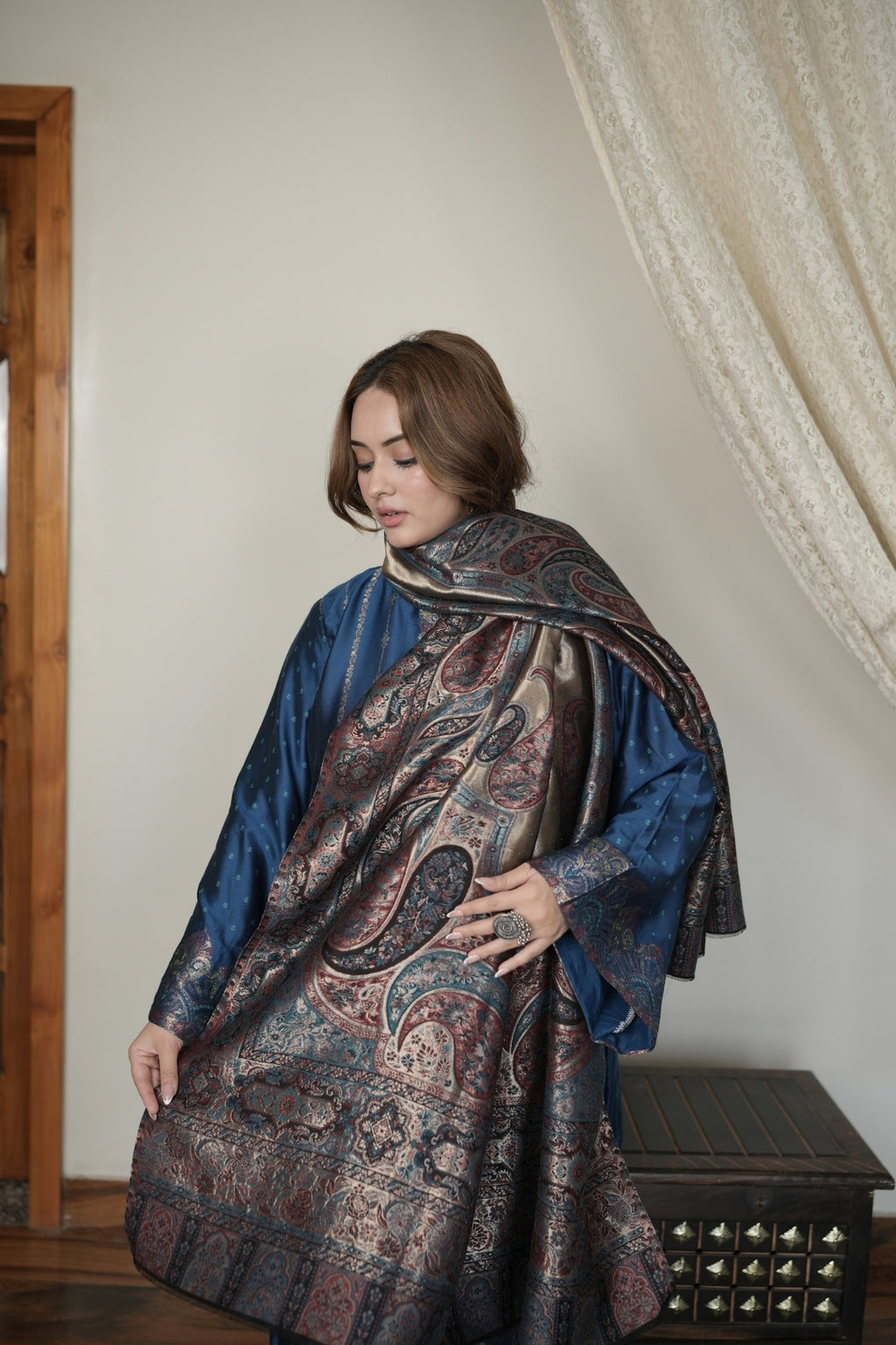 Zari Kalamkari Kani Shawl