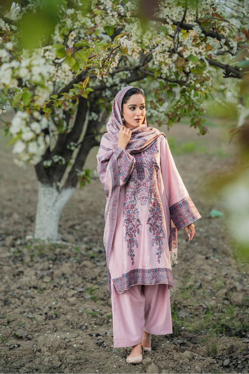 Dusty Rose Embroidered Set