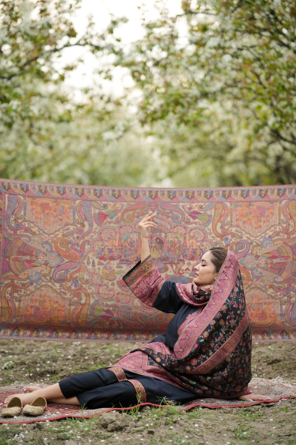 Kalamkari Darbar Zari Shawl