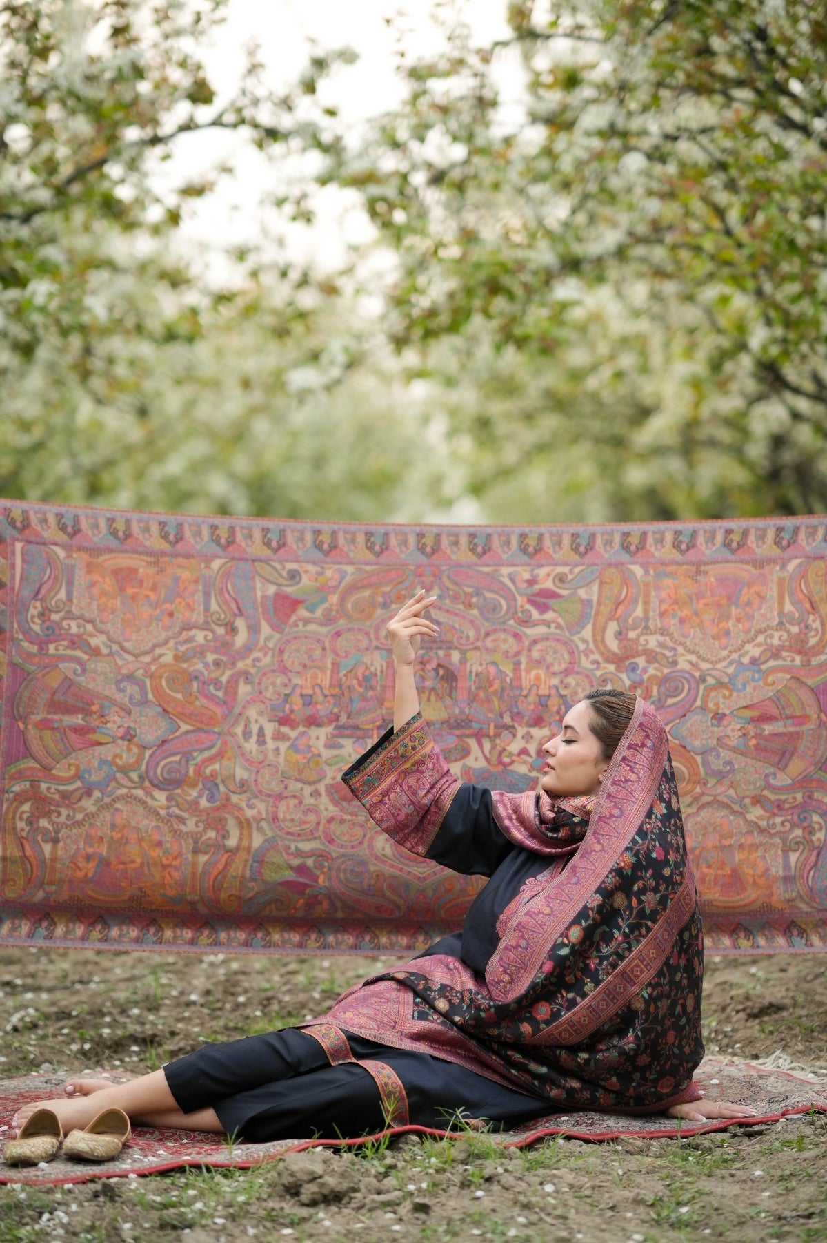 Kalamkari Darbar Zari Shawl