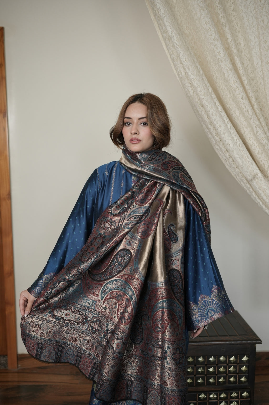 Zari Kalamkari Kani Shawl