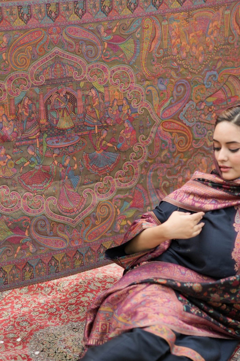 Kalamkari Darbar Zari Shawl