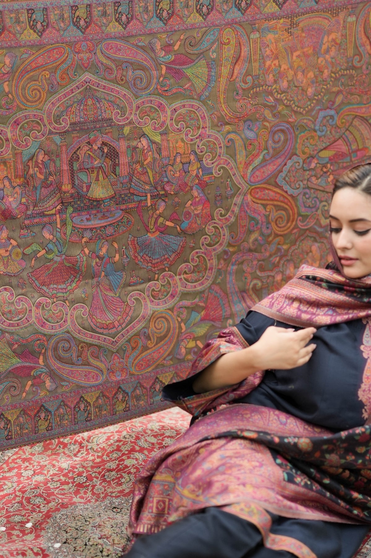 Kalamkari Darbar Zari Shawl